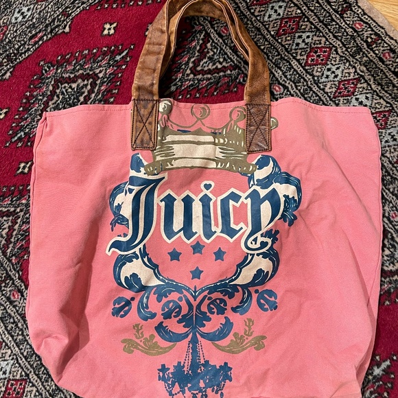 Juicy Couture Handbags - JUICY COUTURE LARGE PINK WITH LOG  TOTE BAG